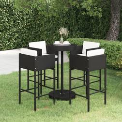 vidaXL De Jardin 5 pcs Poly Rattan Black Garden Chair Ensemble de Bar d'Extérieur