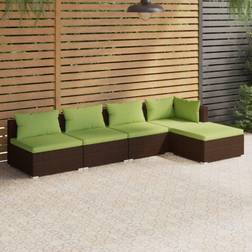 vidaXL Giardino 5 pz Con Cuscini in Polyrattan Marrone Set da Lounge da Esterno