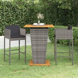 vidaXL De Jardin 3 pcs Résine Tressée Gris Ensemble de Bar d'Extérieur