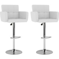 vidaXL Tabourets De Bar Lot De 2 Blanc Similicuir