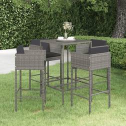 vidaXL Set Muebles Jardín 5 Pzas Y Cojines Ratán Sintético Gris Conjunto de Bar Exterior