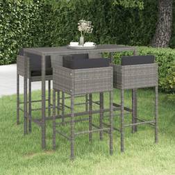 vidaXL Da Giardino 5 pz Con Cuscini in Polyrattan Grigio Set da Bar all'Aperto