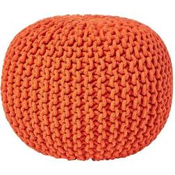 Homescapes Burnt Knitted Cotton Footstool Pouffe