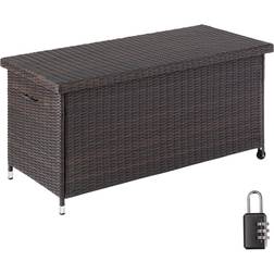 tectake Coffre de jardin Kiruna en rotin synthétique 120x55x61.5 cm 270 L - Marron