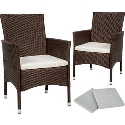 tectake 2 Polyrattan Havestole Hynder Med 2 Sæt Betræk - Brun/Beige
