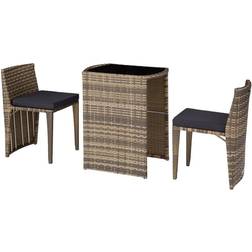 tectake Aluminium Rattanset Bistro Hamburg Set mit 2 Stühlen und Tisch