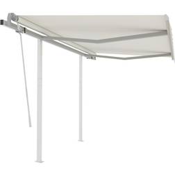 vidaXL Manual Retractable Awning with Posts 118.1"x98.4" Cream