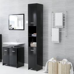 vidaXL Black Engineered Wood Bathroom Cabinet 30 x 30 x 18 cm