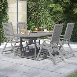 vidaXL Jardín 5 Piezas Madera Maciza De Acacia Gris Juego de comedor de patio