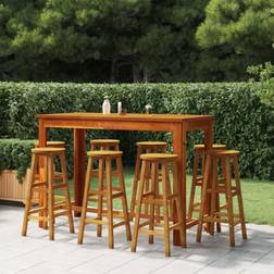 vidaXL Juego Muebles Para Jardín 9 Pzas Madera Maciza De Acacia Conjunto de Bar Exterior