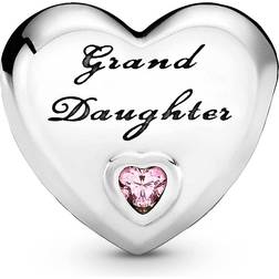 Pandora Granddaughter Heart Charm - Silver/Pink