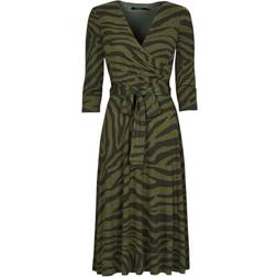 Lauren Floral Surplice Dress - Khaki/Black