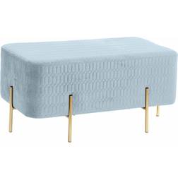 Dkd Home Decor Banqueta Dorado Poliéster Azul Cielo Esponja 91 x 46.5 x 42 cm Banco