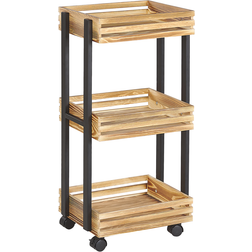 Beliani 3 Tier Kitchen Light Wood Trolley Table