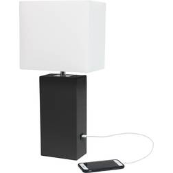 Lalia Home 21" Lexington Leather Base Bedside Table Lamp