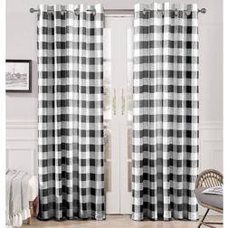 Porch & Den Buffalo Plaid Check Curtains Black and White