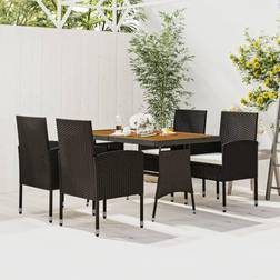 vidaXL Mobilier À Düner d'extérieur 5 pcs Résine Tressée Noir 3120098 Ensemble repas de patio