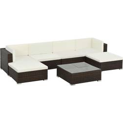 vidaXL Set Muebles Jardín 7 Piezas Y Cojines Ratán Sintético Marrón Conjunto de Sala de Exterior