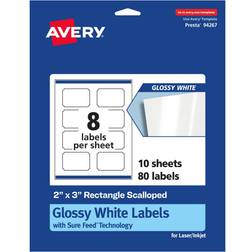 Avery Glossy White Scalloped Labels with