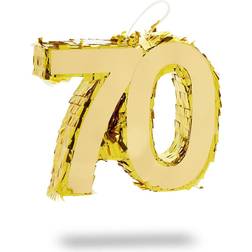 Sparkle and Bash Mini Number 70 Pinata Gold 7.5 x 6 x 2 in