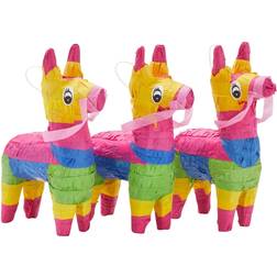 Juvale 3 Piece Mini Rainbow Donkey Pinata Set for Cinco de Mayo Party Decorations, Birthdays, Mexican Fiesta Supplies 4 x 7.5 x 2 In