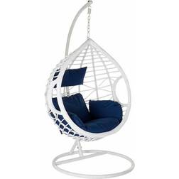 Dkd Home Decor Fauteuil De Jardin Suspendu Blue Marine Blanc Aluminium Rotin Synthétique 90 x 70 x 110 cm