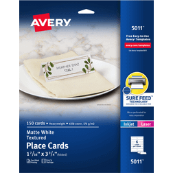 Avery Small Textured Tent Cards, White, 1 7/16 x 3 3/4, 6 Cards/Sheet, 150/Box