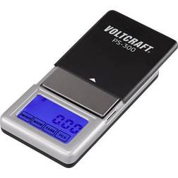 Voltcraft PS-200 Lommevægt 200 g Aflæsningsnøjagtighed 0.01 g Batteridrevet Sort Sølv