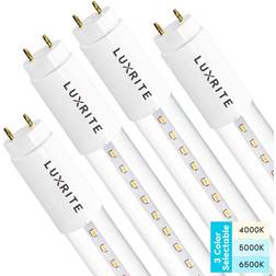 Luxrite 4FT T8 LED Tube Light, 18W=32W, 3 Color Option, Single and Double End Powered, 2340 Lumens, UL 4 Pack Selectable 4