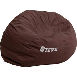 Flash Furniture DG-BEAN-LARGE-SOLID-BRN-TXTEMB-GG Personalized Oversized Solid Brown Bean Bag