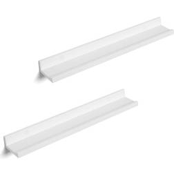 Songmics Elegante Hvide Svævehylde Højglans Hvid MDF Sæt Med 2 Væghylde 60cm 2stk