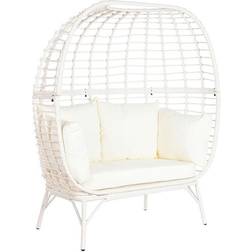 Dkd Home Decor Sillón Jardín 130 x 68 x 146 cm Ratán Sintético Acero Blanco Sofá de Exterior