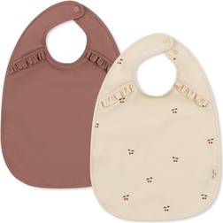 Konges Sløjd Dinner Frill Bib 2-pack Cherry/Burlwood