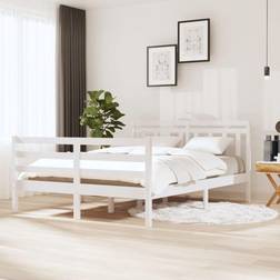 vidaXL Estructura De Cama De Madera Maciza Blanca 140x190 cm