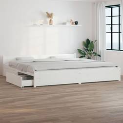 vidaXL Sängynrunko Laatikoilla Valkoinen 180x200 cm Super King