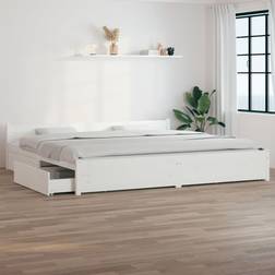 vidaXL white, 180 Bed Frame with Drawers