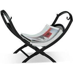 Relaxdays Cesto portalegna e borsa da trasporto pieghevole acciaio richiudibile portariviste HxLxP: 32 x 43,5 x 32 cm nero