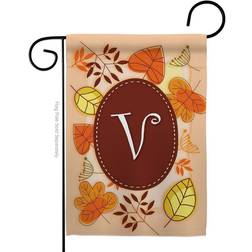 Breeze Decor 80048 Autumn V Monogram 2-Sided Impression Garden Flag