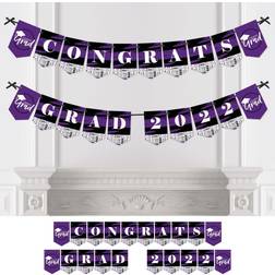 Big Dot of Happiness Purple Graduation Bunting Banner Party Decorations Congrats Grad 2023