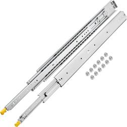 VEVOR Glissières Tiroir avec Verrouillage à Billes 2 Pcs 101,6 cm Coulisses Tiroir Extension Rail Coulissant 3 Sections Dépliable 203,2 cm Acier