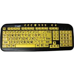 CD-1038 Black USB Wired Ergonomic Ezsee Low Vision Keyboard Large Print Yellow Keys