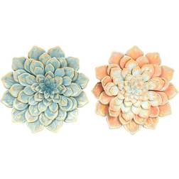 Dkd Home Decor 61 Flower Blue Orange Shabby Chic Wall Decor