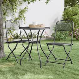 vidaXL Mobilier À Díner Jardin 3 pcs Table et Chaises de de Terrasse Maille Métal Anthracite Ensemble repas de patio