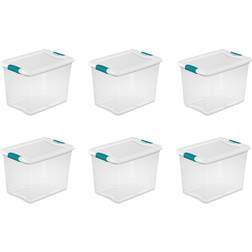 Sterilite 25 Qt./24 L Latching Box Clears, Quart, White, 6 Piece