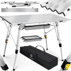 Kesser Mesa de camping plegable Mesa plegable Mesa de camping con marco de aluminio Tablero enrollable Mesa plegable con ajuste de altura incl