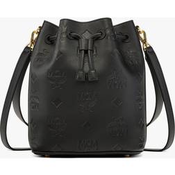 MCM Embossed Visetos Monogram Bucket Bag - Black