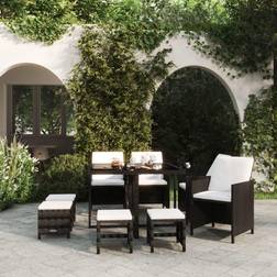 vidaXL da Giardino 9 pz Con Cuscini In Polyrattan Nero Set da pranzo per patio