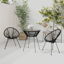 vidaXL 3 Piece Garden Dining Black Set Ensemble repas de patio