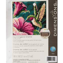 Dimensions Mini Needlepoint Kit 5"X5"-Hummingbird Drama Stitched In Thread