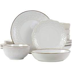 Elama Countess Embossed Double Dinner Set 16